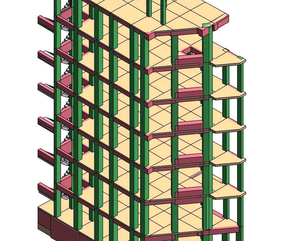 Chuyển đổi theo cấu kiện — cột, dầm, sàn (tô màu bằng thiết lập hiển thị)