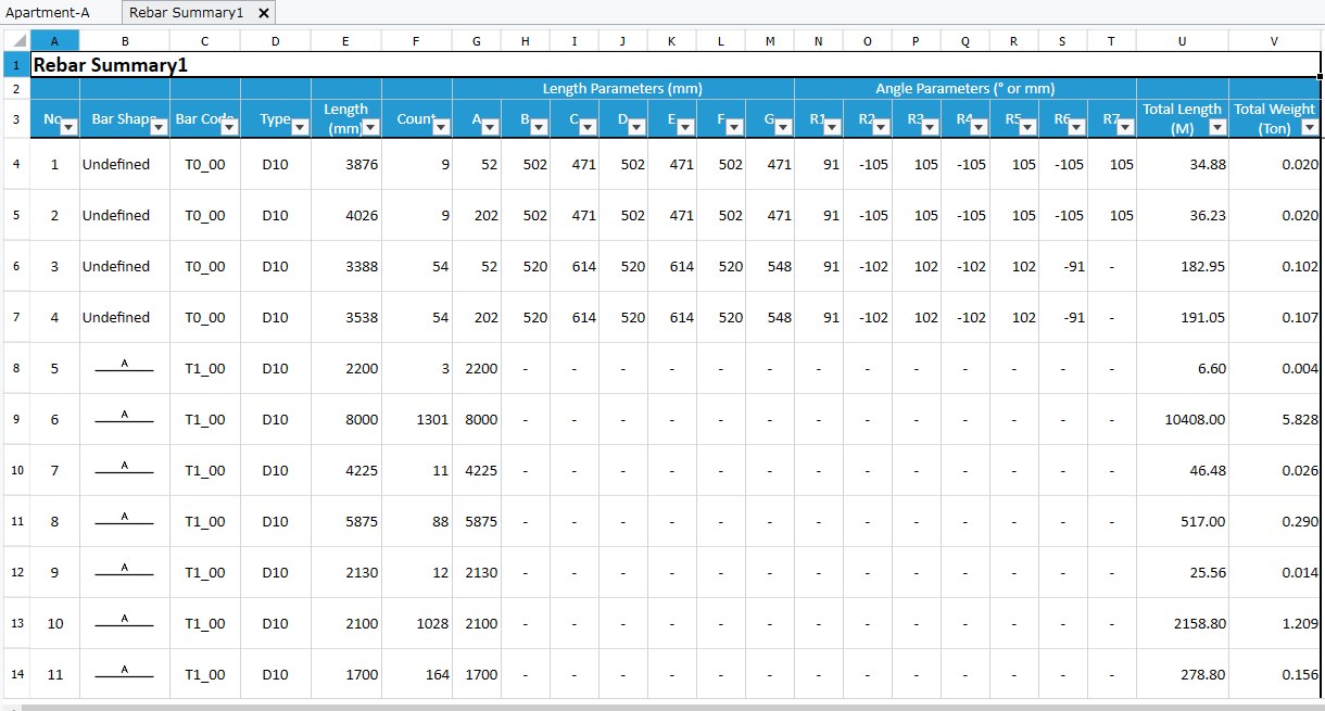 Xuất bảng thống kê cốt thép ra Excel